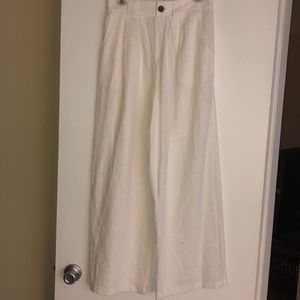 Wild Fable White Flowy Wide-Leg Linen Pants